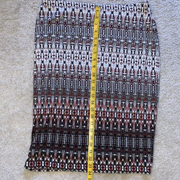 Rafaella Women's Black/Tan/Cream/Brick Print Knee Length Skirt Size M - Picture 4 of 6